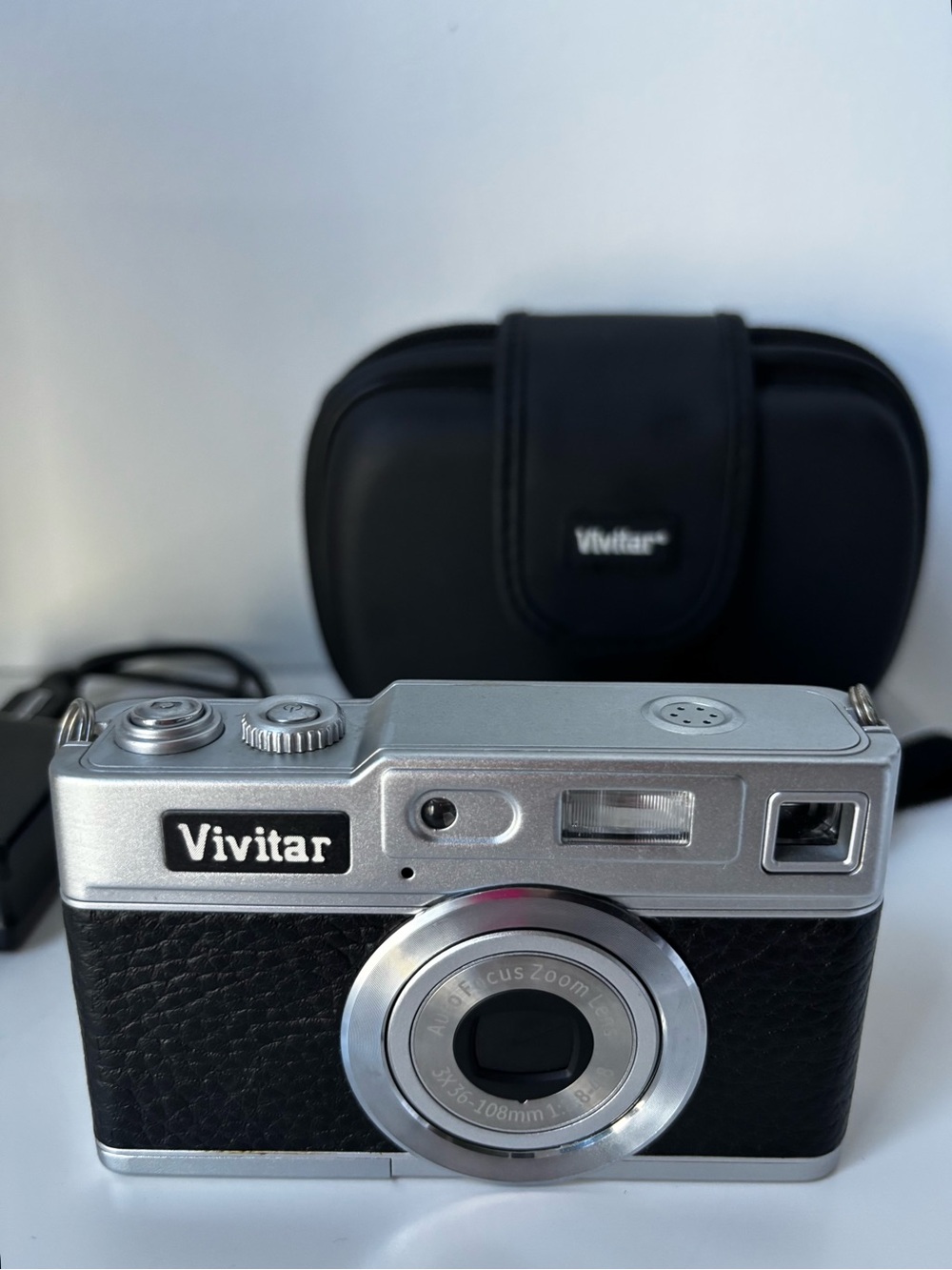 Vivitar Silver and Black Compact Digital Camera with Carry Case
